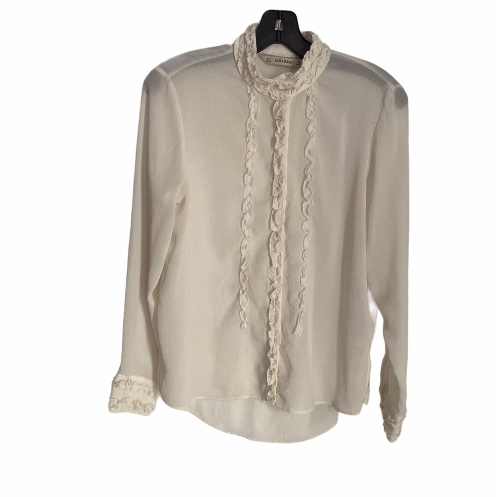 ZARA RUFFLED TUXEDO  ROMANTIC SHIRT